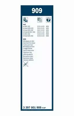 BOSCH WYCIERACZKI PRZÓD AUDI A4 B6 01-04 TWIN 909 