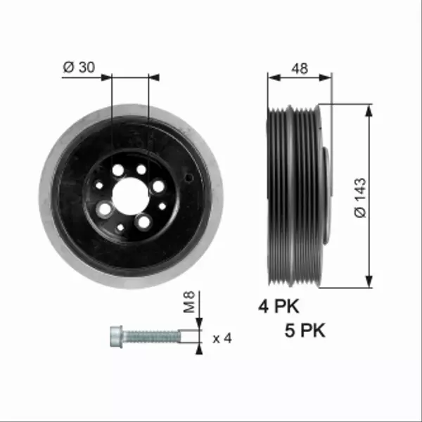 GATES KOŁO PASOWE WAŁU TVD1015A 