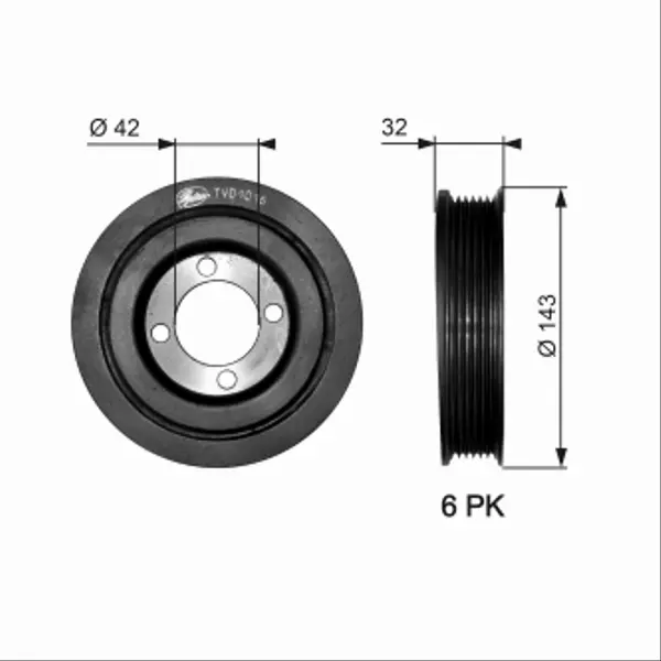 GATES KOŁO PASOWE WAŁU TVD1016 