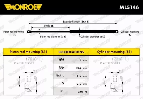 MONROE SIŁOWNIK SPRĘŻYNA GAZOWA ML5146 