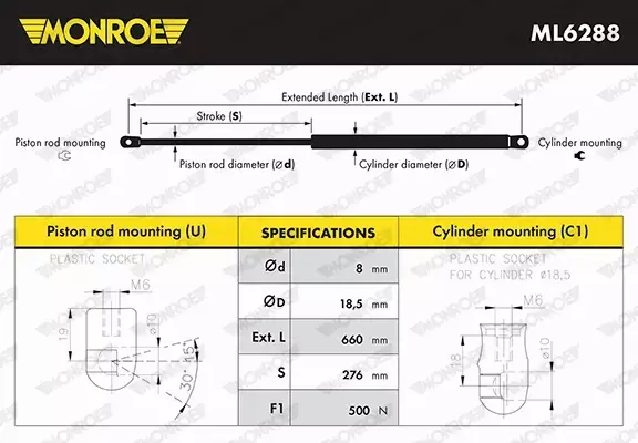 MONROE SPRĘŻYNA ZAWIESZENIA ML6288 