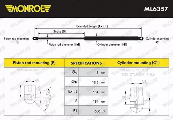 MONROE SPRĘŻYNA ZAWIESZENIA ML6357 