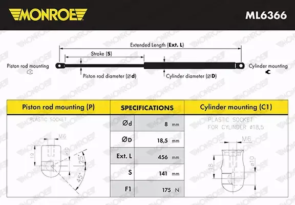 MONROE SPRĘŻYNA ZAWIESZENIA ML6366 