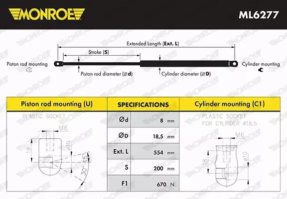 MONROE SPRĘŻYNA ZAWIESZENIA ML6277 