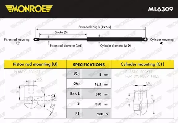 MONROE SPRĘŻYNA ZAWIESZENIA ML6309 