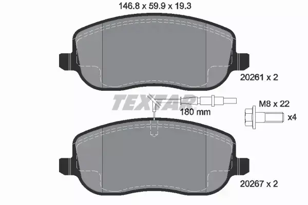 TEXTAR TARCZE+KLOCKI PRZÓD CITROEN C8 JUMPY 285MM 