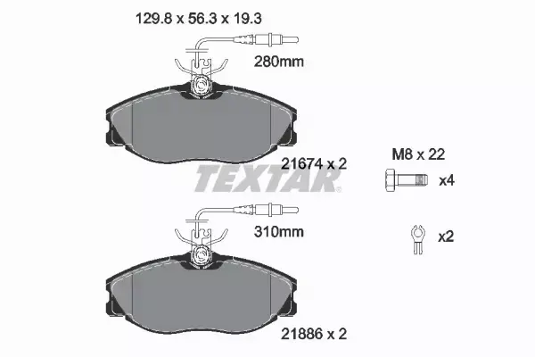 TEXTAR TARCZE+KLOCKI PRZÓD PEUGEOT 406 1.9-2.2 KPL 