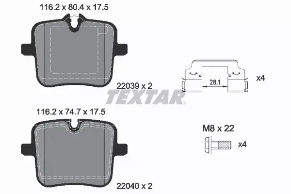 TEXTAR KLOCKI HAMULCOWE 2203901 