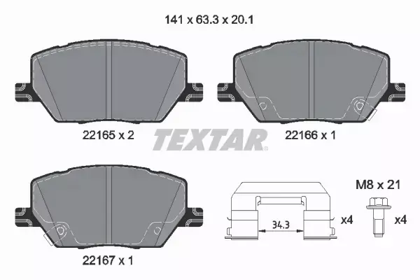 TEXTAR KLOCKI HAMULCOWE 2216503 