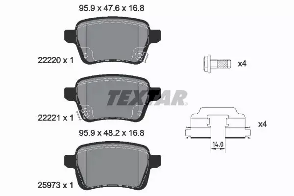 TEXTAR TARCZE+KLOCKI TYŁ OPEL ADAM 264MM 