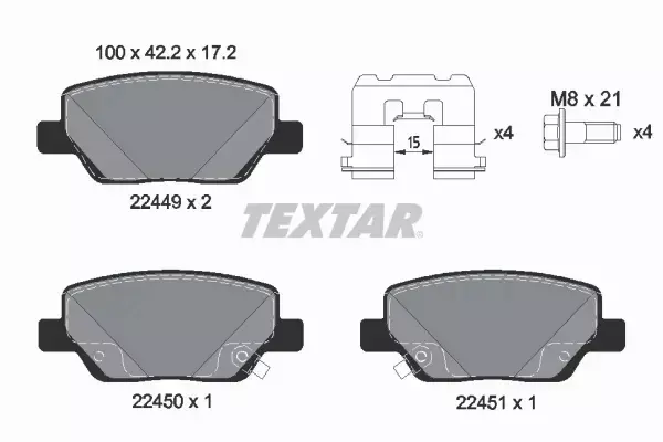 TEXTAR KLOCKI HAMULCOWE TYŁ 2244901 