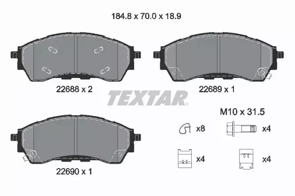 TEXTAR KLOCKI HAMULCOWE 2268801 