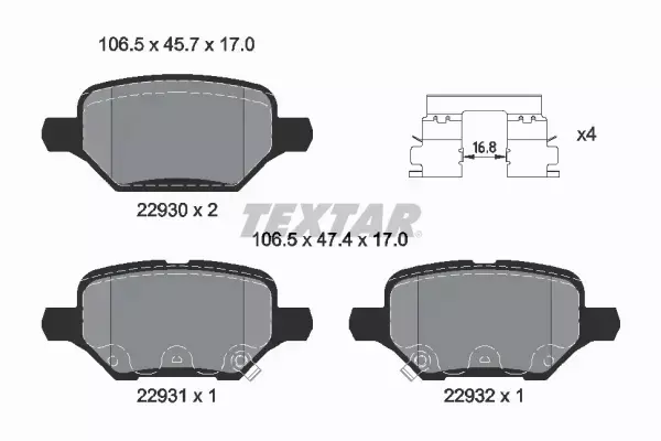 TEXTAR KLOCKI HAMULCOWE 2293001 