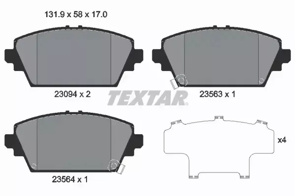 TEXTAR TARCZE+KLOCKI PRZÓD HONDA ACCORD VI 282MM 