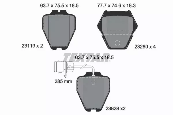 TEXTAR TARCZE+KLOCKI PRZÓD AUDI A8 D2 323MM 