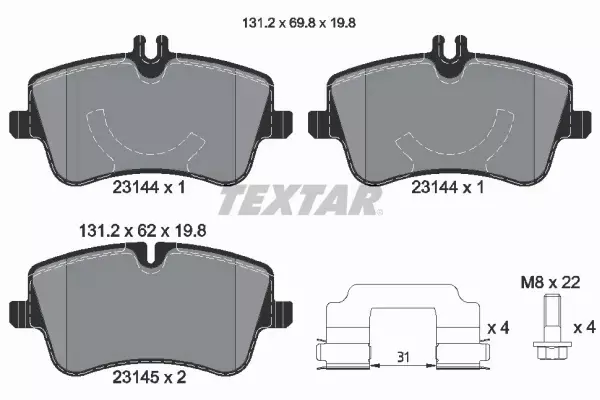 TEXTAR KLOCKI HAMULCOWE PRZÓD 2314401 