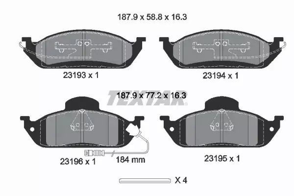 TEXTAR KLOCKI HAMULCOWE PRZÓD 2319303 