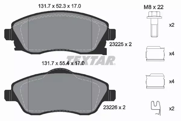 TEXTAR TARCZE+KLOCKI PRZÓD OPEL CORSA C 240MM 