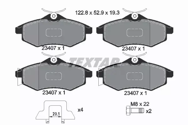 TEXTAR TARCZE + KLOCKI PRZÓD CITROEN C2 C3 266MM 