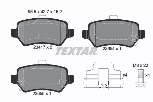 TEXTAR TARCZE 264MM+KLOCKI TYŁ OPEL MERIVA ZAFIRA 