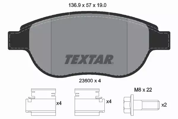 TEXTAR KLOCKI HAMULCOWE PRZÓD CITROEN XSARA C3 C4 