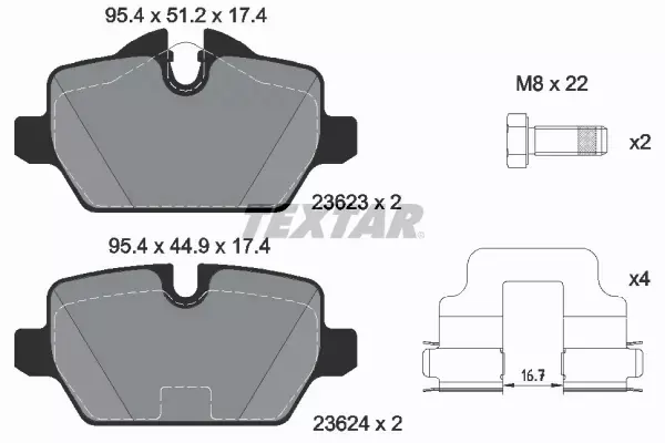 TEXTAR TARCZE KLOCKI TYŁ BMW 1 E81 E87 