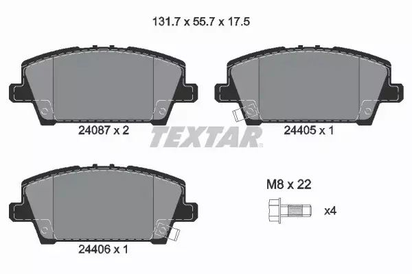 TEXTAR TARCZE + KLOCKI PRZÓD+TYŁ HONDA CIVIC VIII 