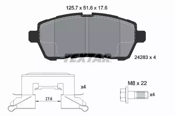 TEXTAR TARCZE+KLOCKI PRZÓD FORD FIESTA VI 258MM 