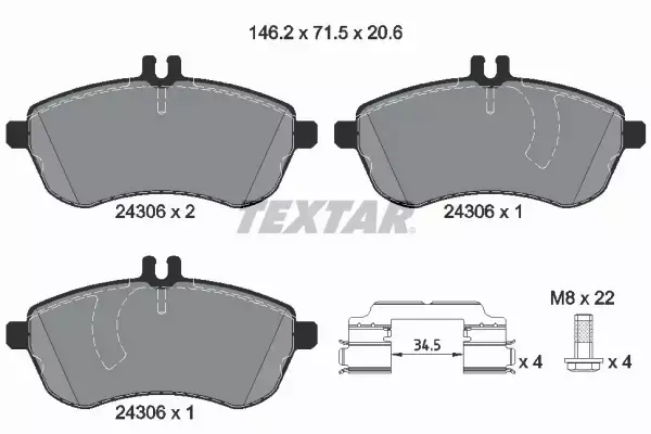 TEXTAR TARCZE+KLOCKI PRZÓD MERCEDES C W204 295MM 