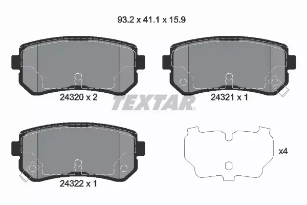 TEXTAR TARCZE + KLOCKI TYŁ KIA CEED HYUNDAI I30 