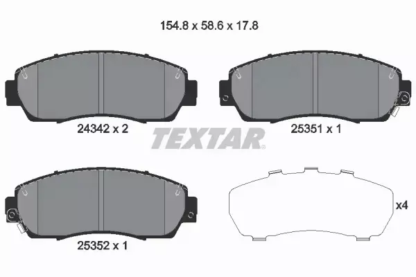 TEXTAR KLOCKI HAMULCOWE PRZÓD 2434201 