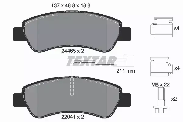 TEXTAR TARCZE+KLOCKI TYŁ JUMPER BOXER MOVANO DUCATO 280MM 