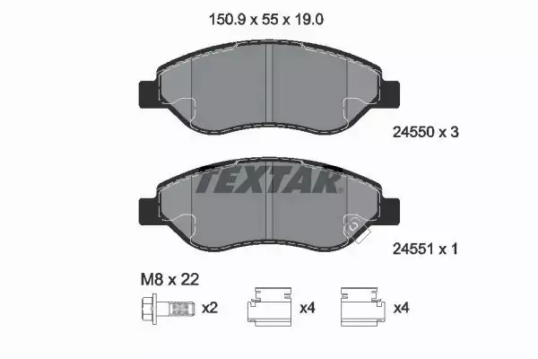 TEXTAR KLOCKI HAMULCOWE PRZÓD 2455001 