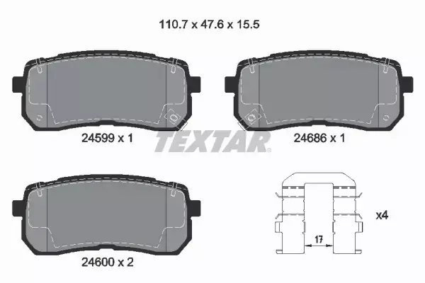 TEXTAR KLOCKI TYŁ HYUNDAI IX55 KIA CARNIVAL III 