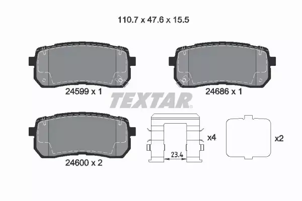 TEXTAR KLOCKI HAMULCOWE TYŁ 2459904 