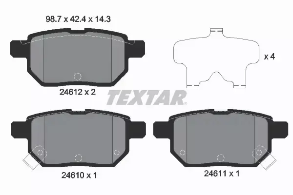 TEXTAR KLOCKI HAMULCOWE TYŁ 2461001 