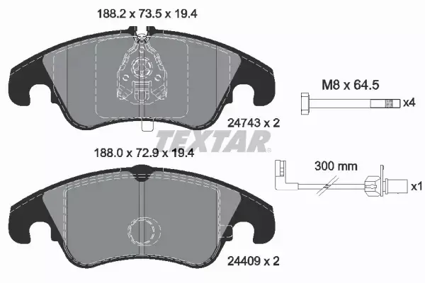 TEXTAR TARCZE+KLOCKI PRZÓD AUDI A4 B8 A5 345MM 