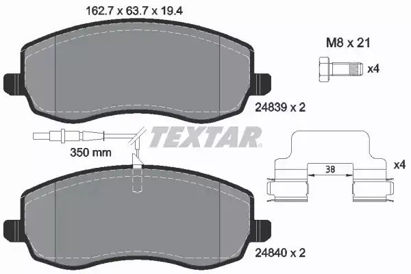 TEXTAR TARCZE+KLOCKI PRZÓD+TYŁ PEUGEOT 807 304MM 