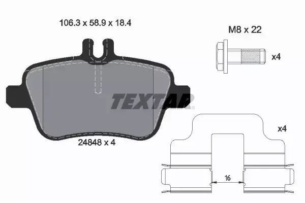 TEXTAR KLOCKI HAMULCOWE TYŁ 2484803 