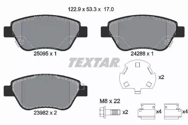 TEXTAR TARCZE+KLOCKI PRZÓD OPEL ADAM 257MM 