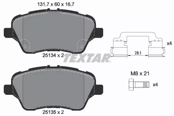 TEXTAR TARCZE+KLOCKI PRZÓD FORD FIESTA VI 278MM 