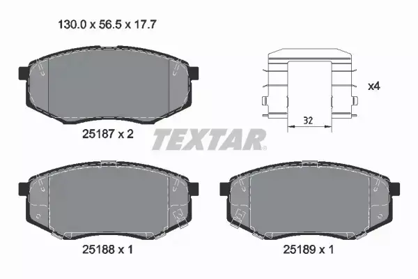 TEXTAR KLOCKI HAMULCOWE PRZÓD 2518701 