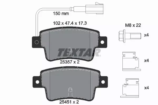 TEXTAR KLOCKI HAMULCOWE TYŁ 2535701 