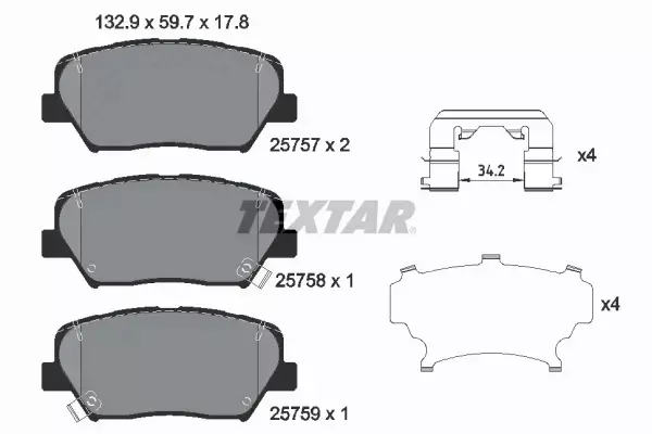 TEXTAR KLOCKI HAMULCOWE PRZÓD 2575701 