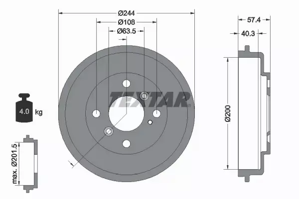 TEXTAR BĘBNY+SZCZĘKI TYŁ FORD FIESTA 08- KA+ 