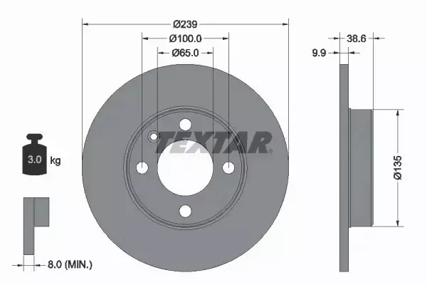 TEXTAR TARCZE HAMULCOWE PRZÓD 92009303 