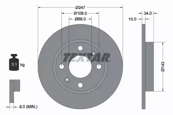 TEXTAR TARCZE+KLOCKI PRZÓD CITROEN SAXO 247MM 