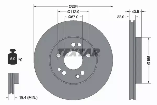 TEXTAR TARCZE+KLOCKI PRZÓD MERCEDES W201 W124  