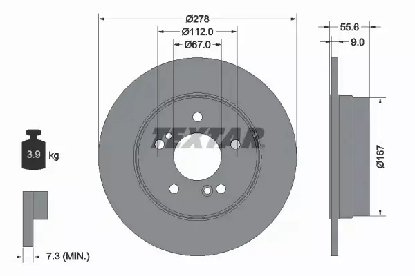 TEXTAR TARCZE+KLOCKI TYŁ MERCEDES SLK R170 276MM 