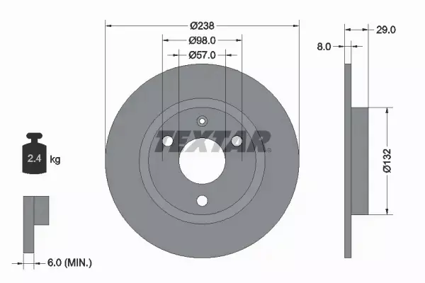 TEXTAR TARCZE HAMULCOWE PRZÓD 92038500 